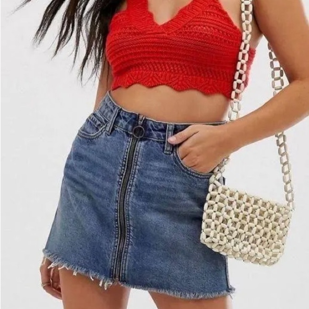 Free People We the Free Zip it Up Denim Mini Skirt | Size 26